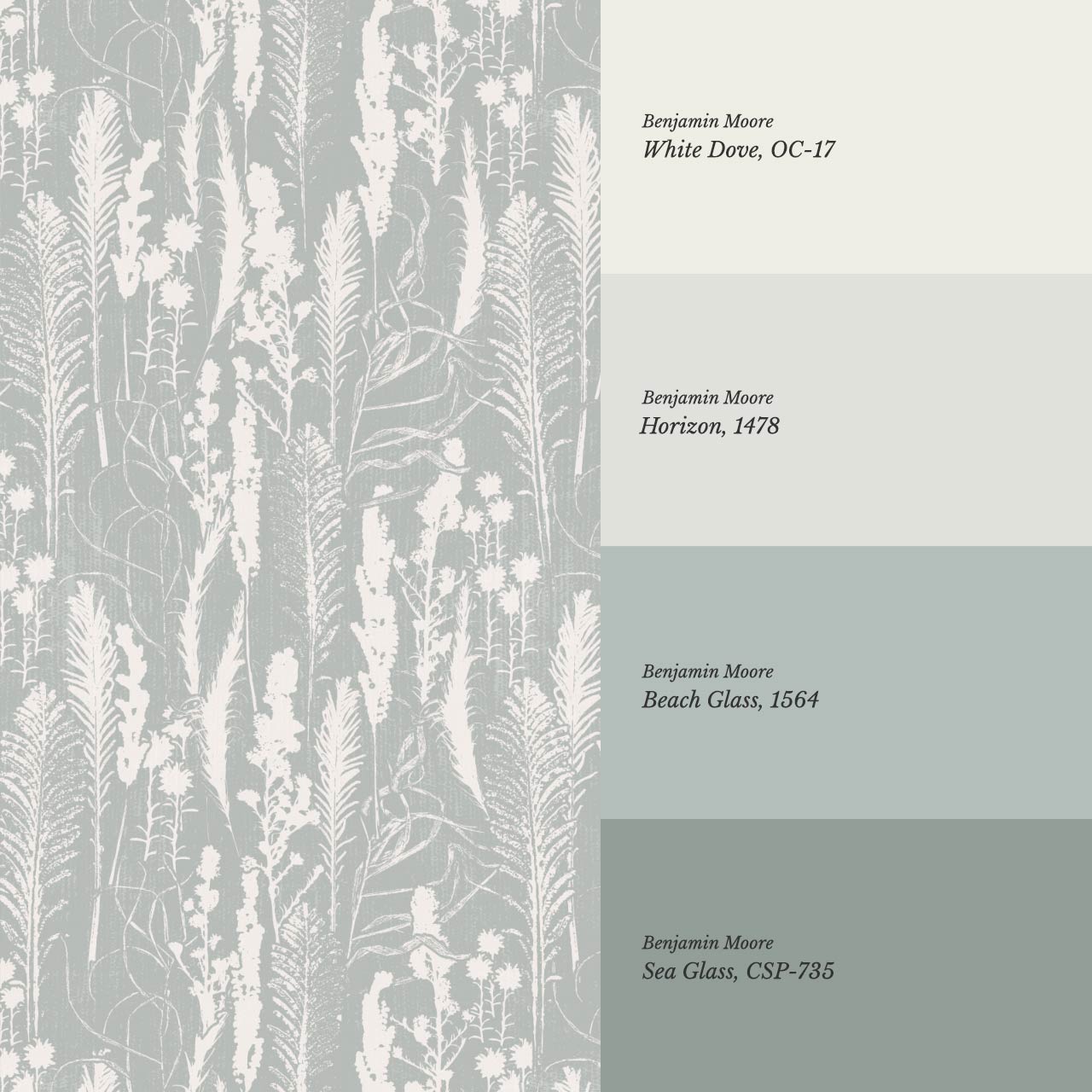 Michelle Fern Meadow Sea Glass Wallpaper