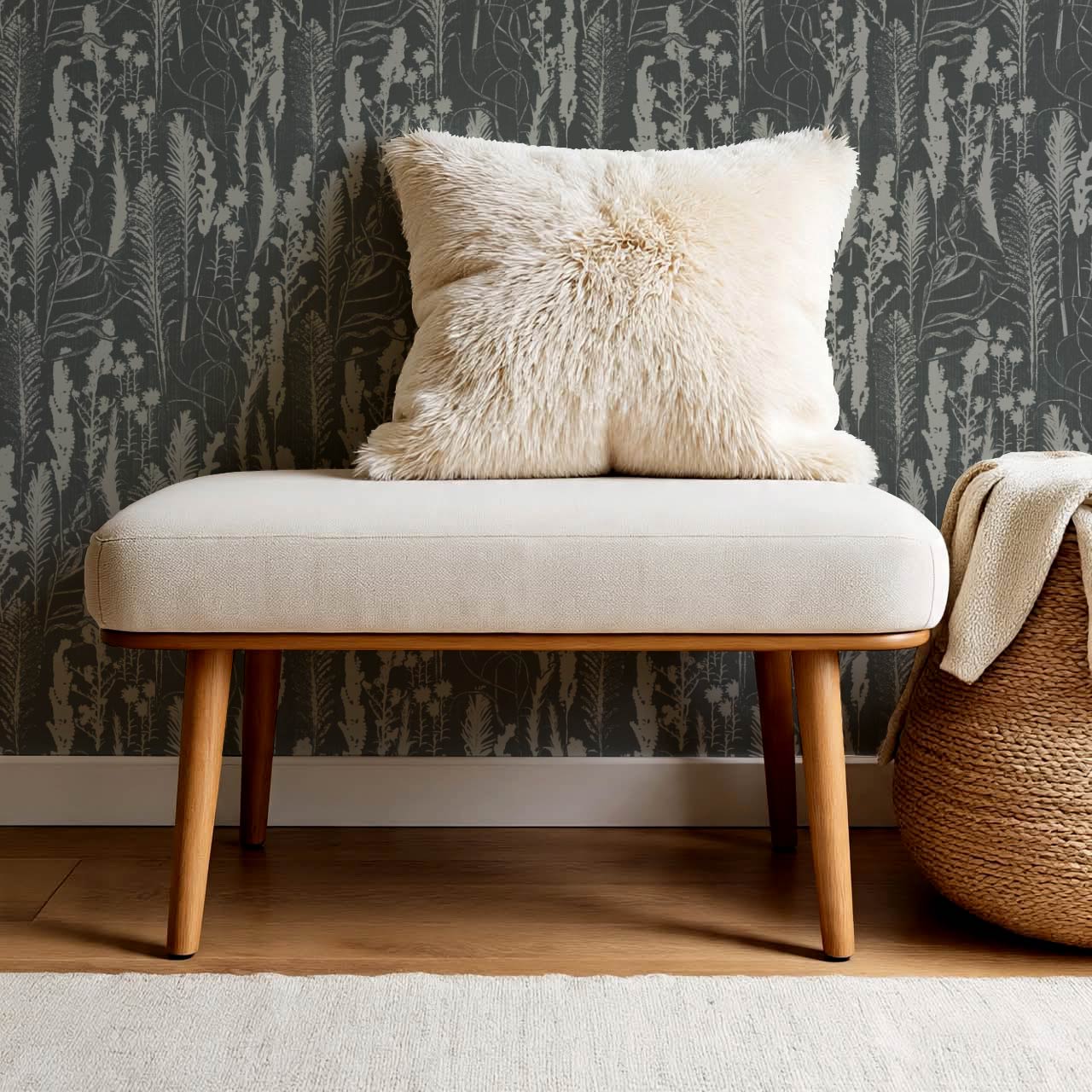 Michelle Fern Meadow Slate Wallpaper