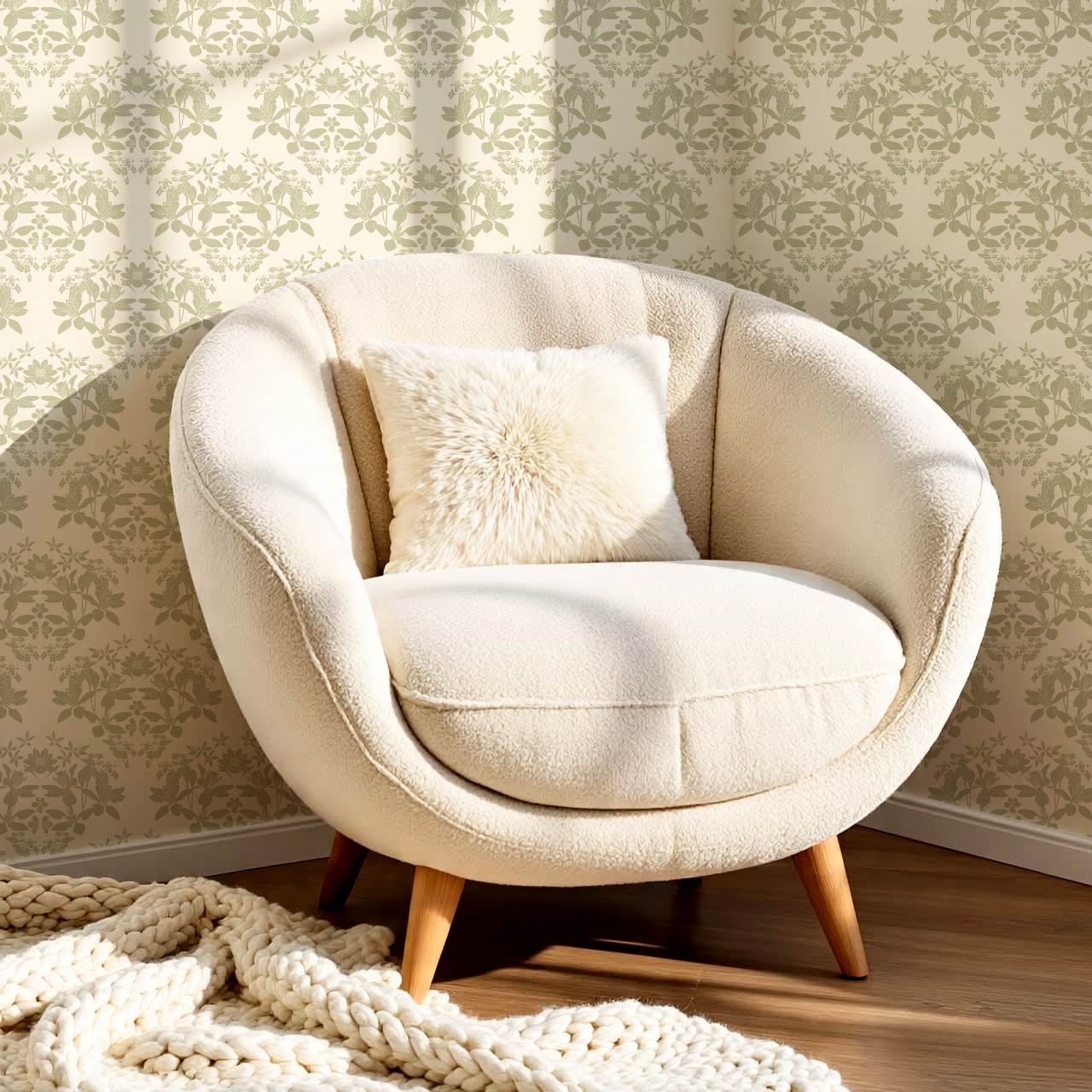 Mirtel Floral Fanfare Cream Sage Wallpaper