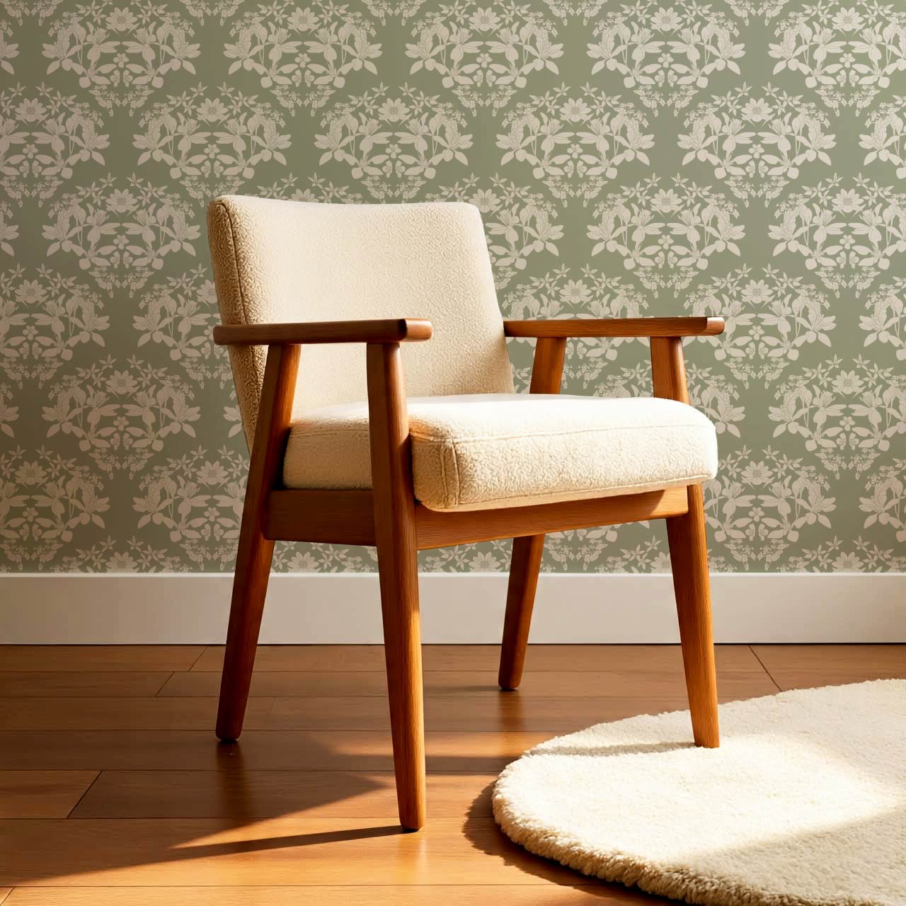 Mirtel Floral Fanfare Sage Cream Wallpaper