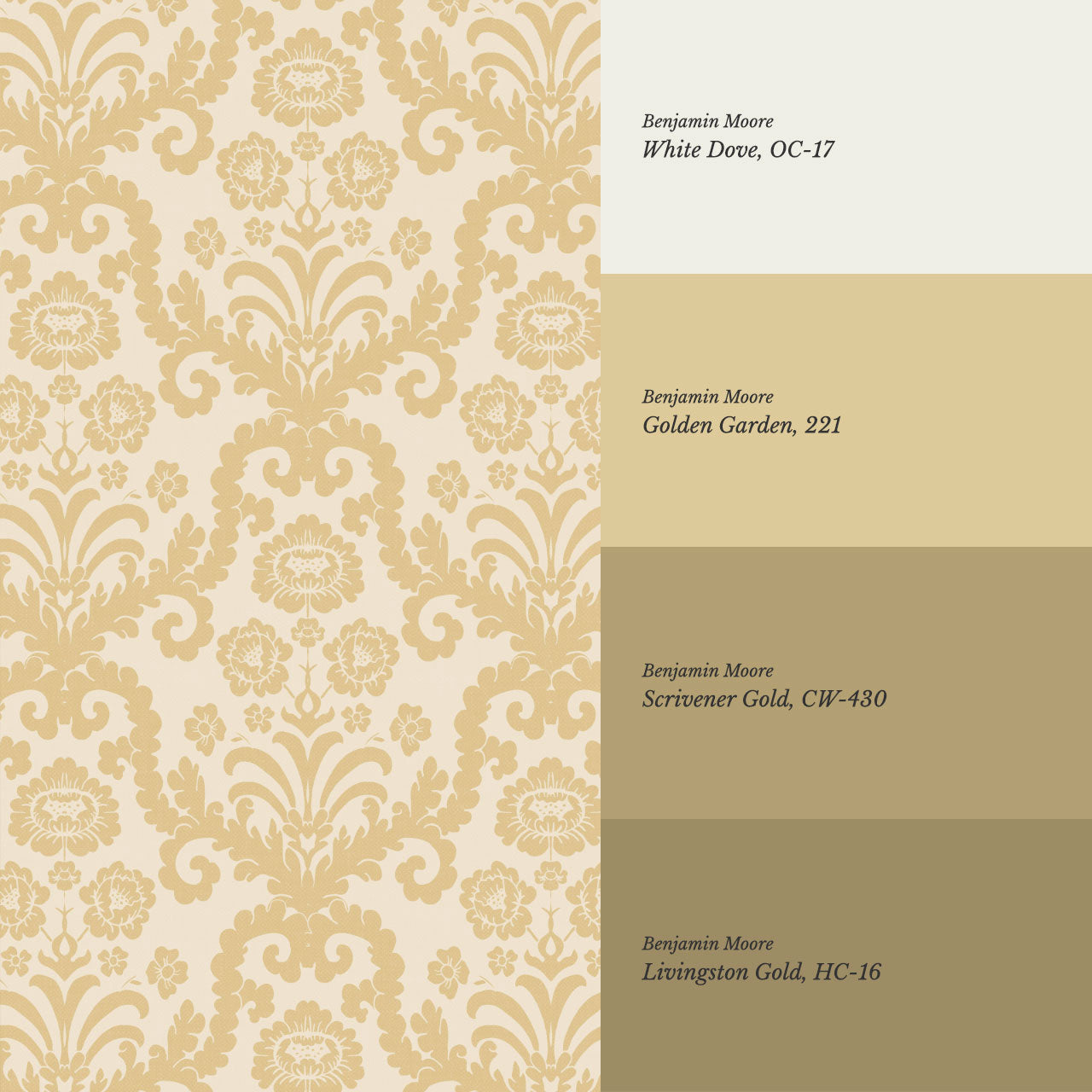 Molly Classic Damask Butter Gold Wallpaper