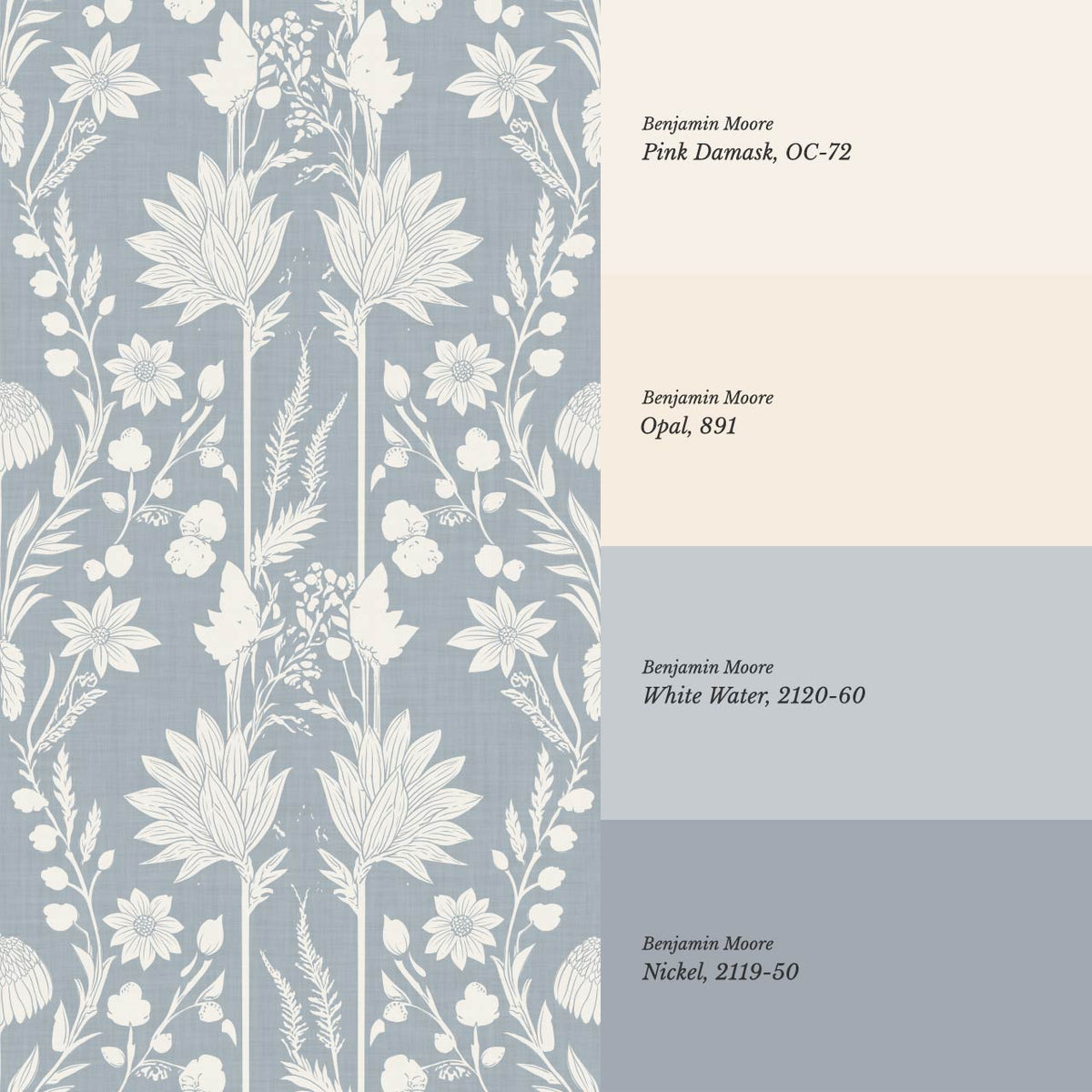 Moretta Wild Garden Dusty Blue Wallpaper