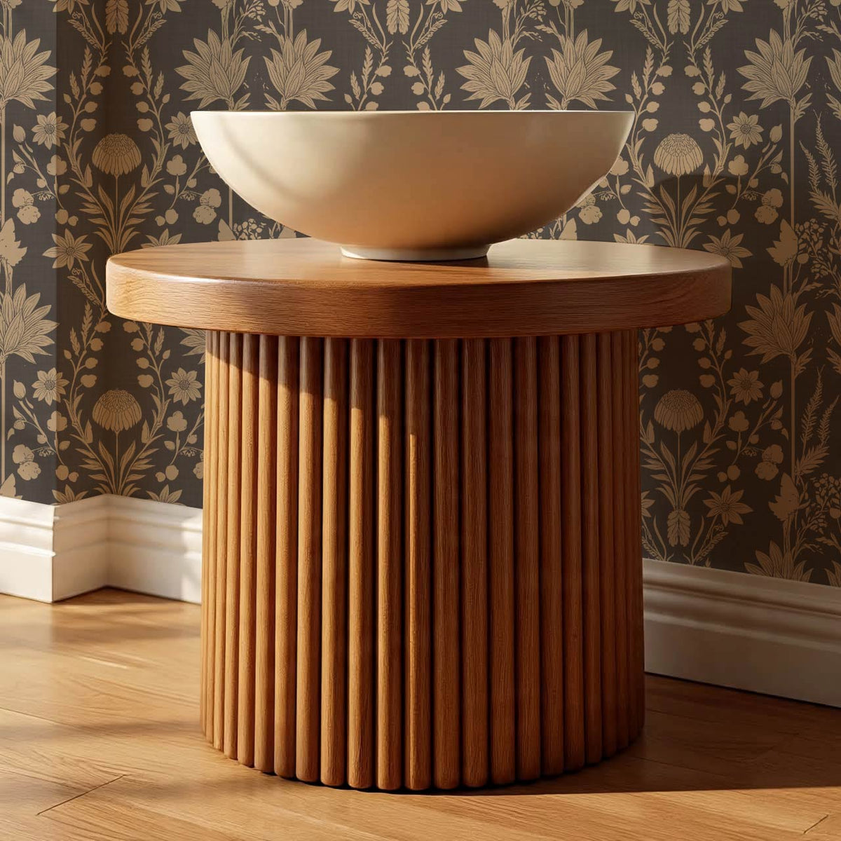 Moretta Wild Garden Charcoal Tan Wallpaper