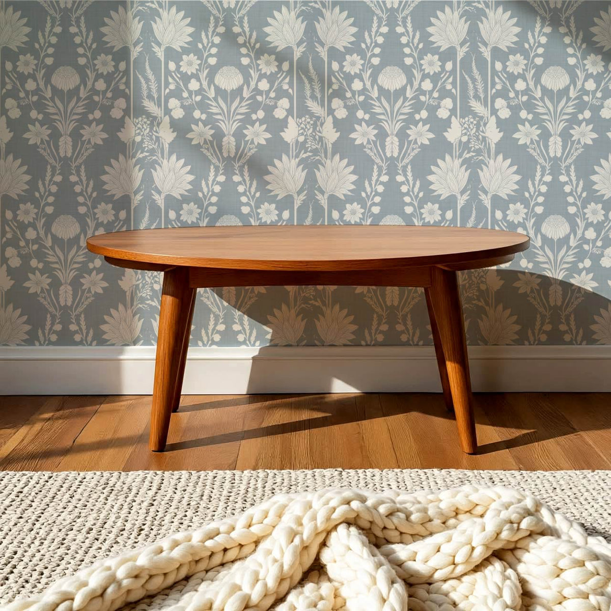 Moretta Wild Garden Dusty Blue Wallpaper