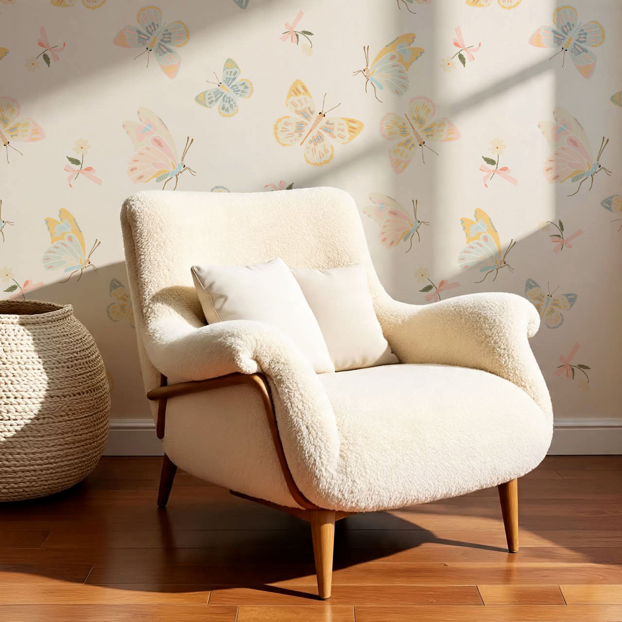 Myla Midsummer Butterflies Warm Cream Wallpaper