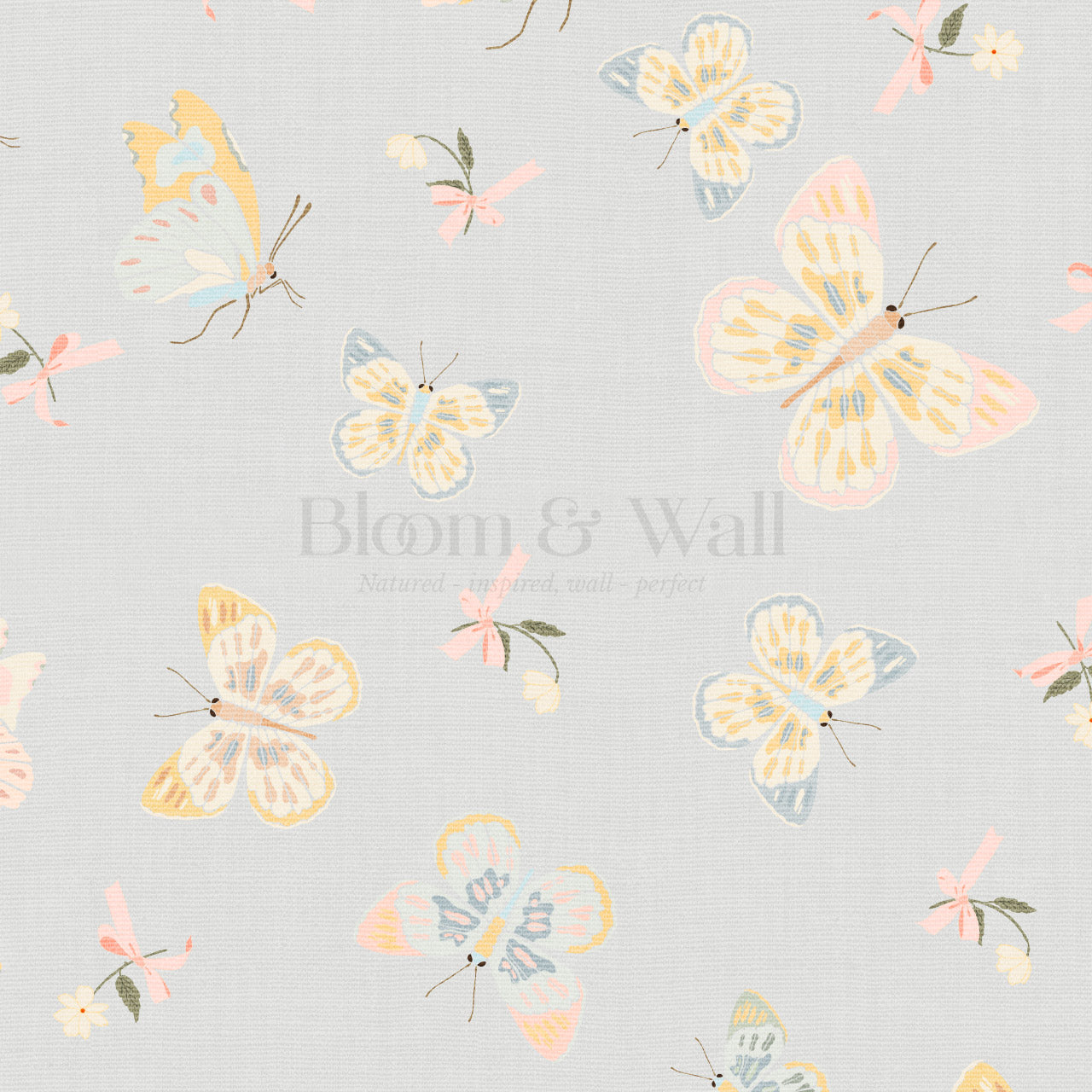 Myla Midsummer Butterflies Silver Sage Wallpaper