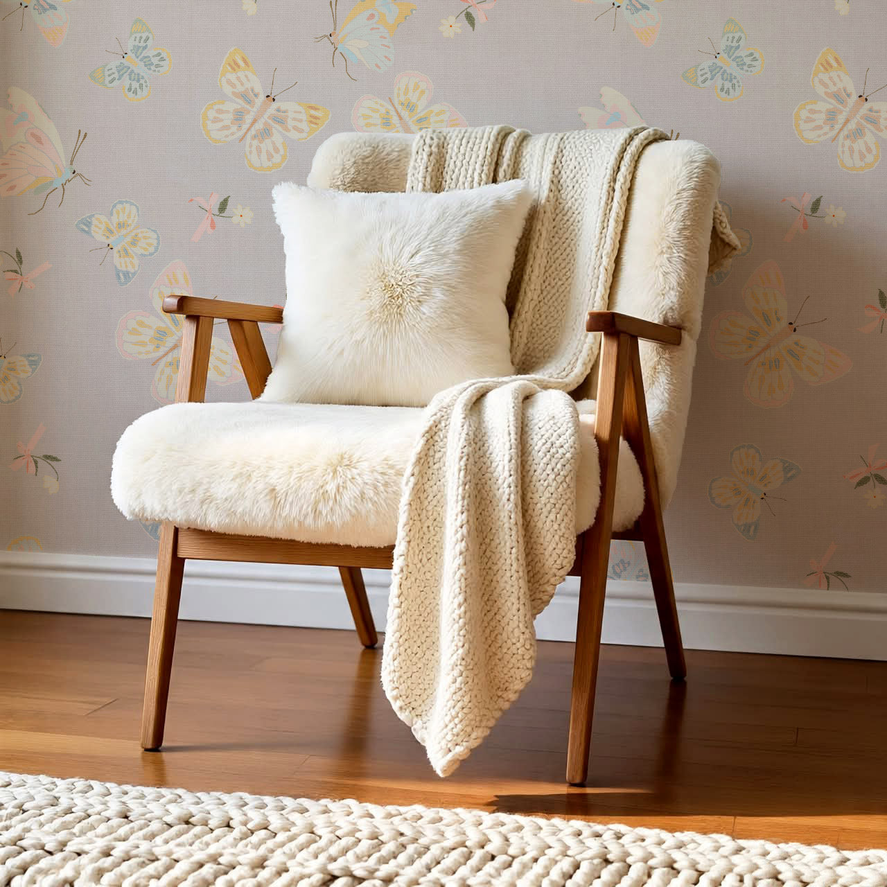 Myla Midsummer Butterflies Rose Dust Wallpaper