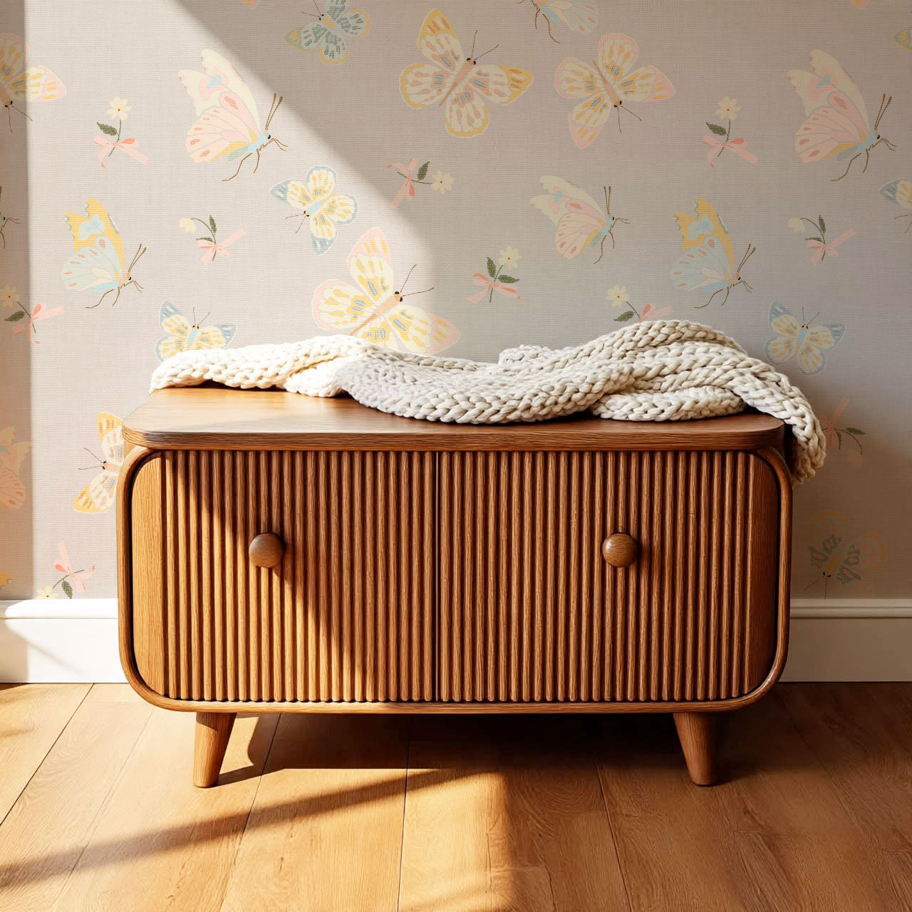 Myla Midsummer Butterflies Rose Dust Wallpaper