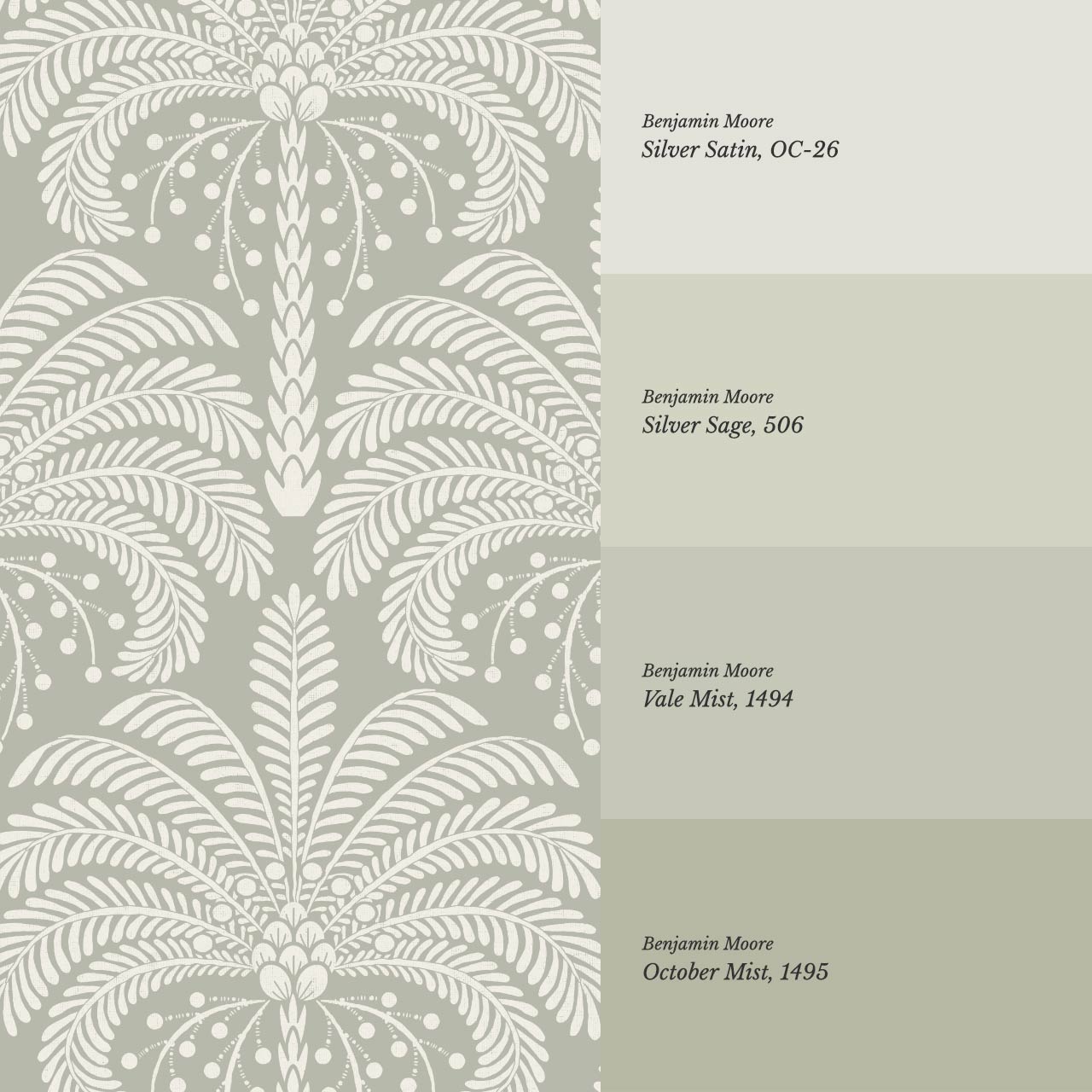 Nadia Large Retro Palms Sage Wallpaper