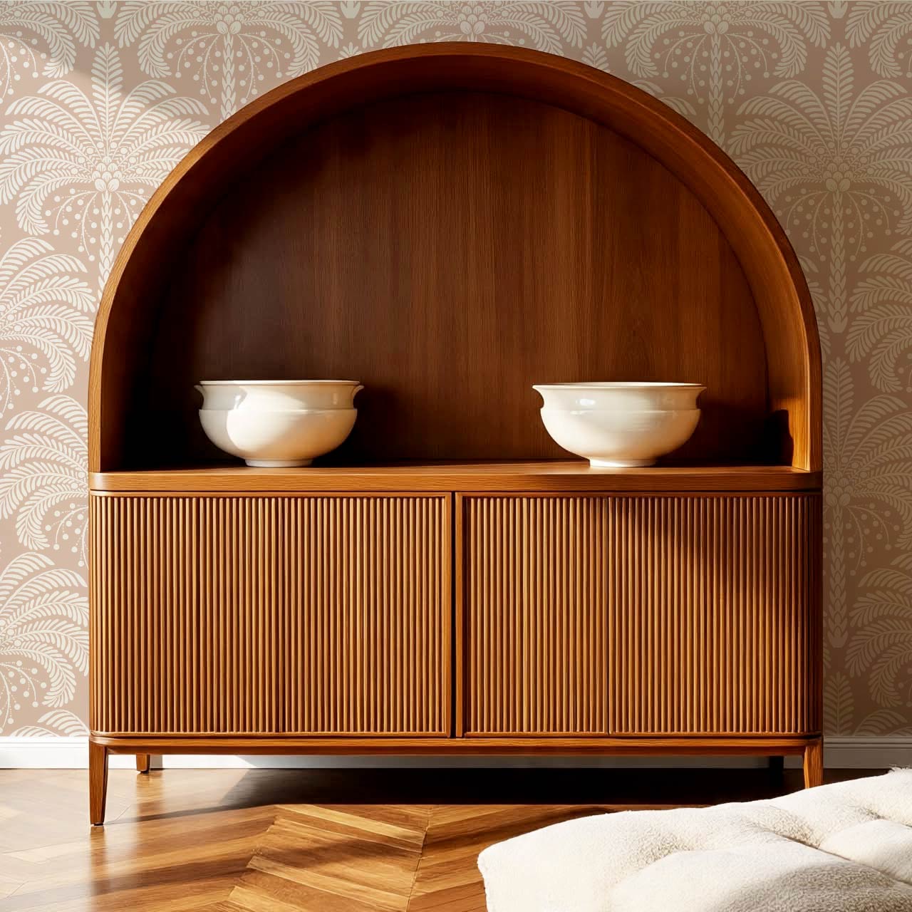 Nadia Large Retro Palms Pink Wallpaper