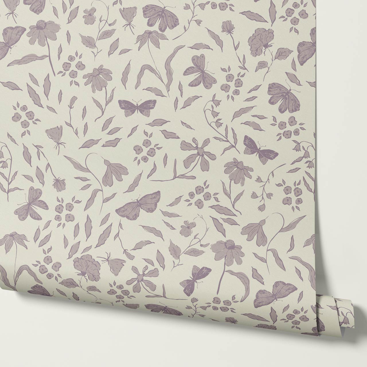 Nahia Butterfly Garden Beige Rose Dust Wallpaper