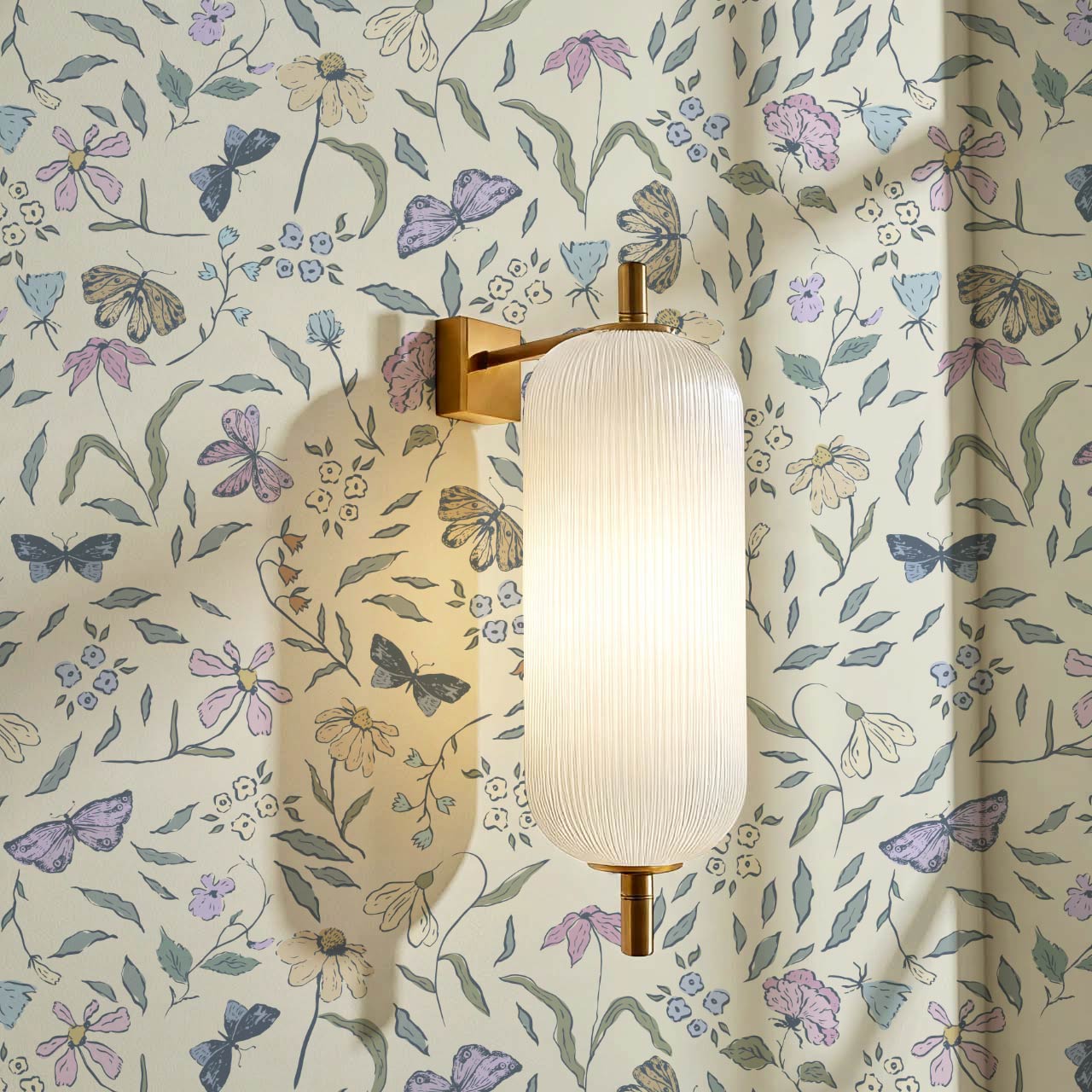 Nahia Butterfly Garden Ivory Plum Wallpaper
