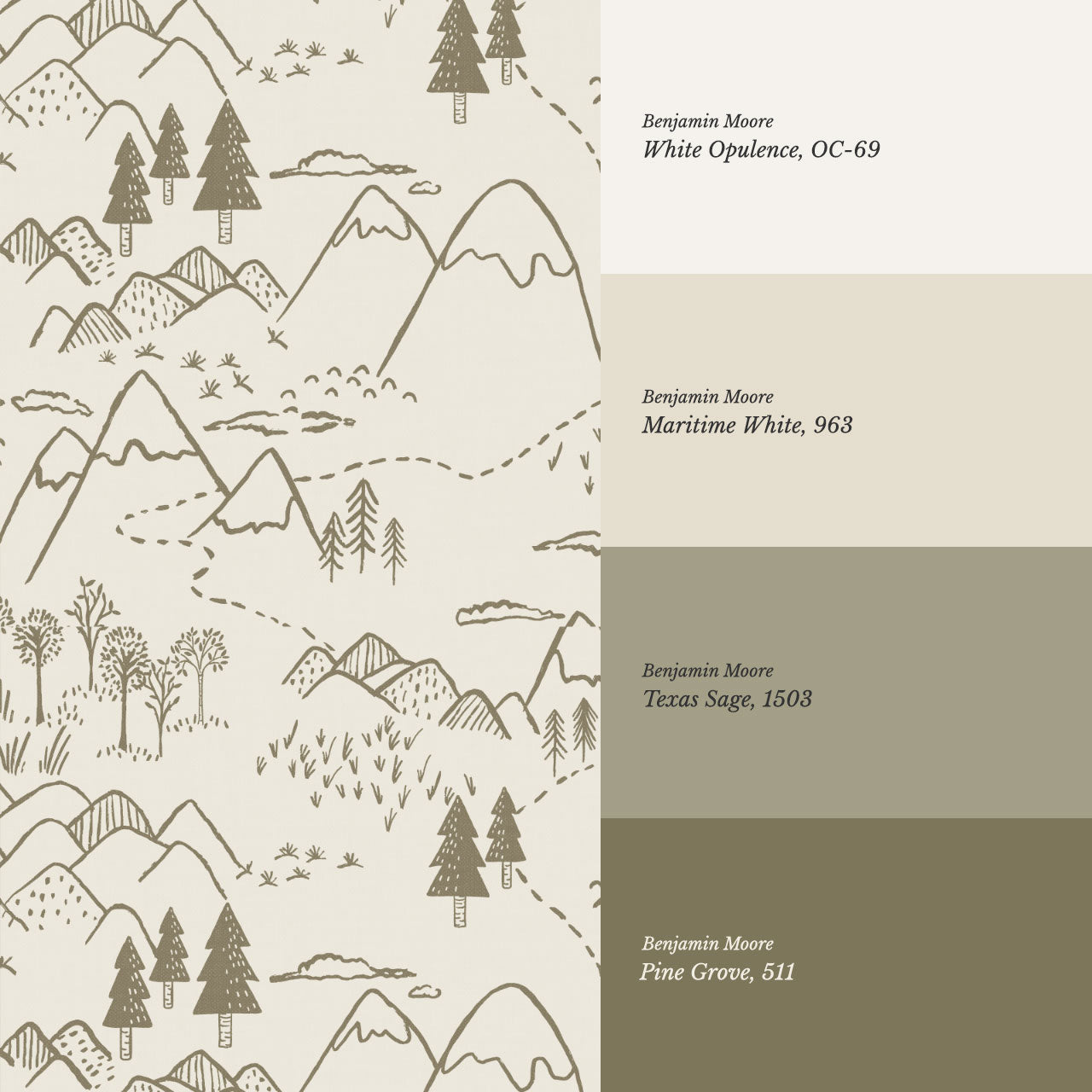 Blair Mountain Tops Olive Moss Wallpaper