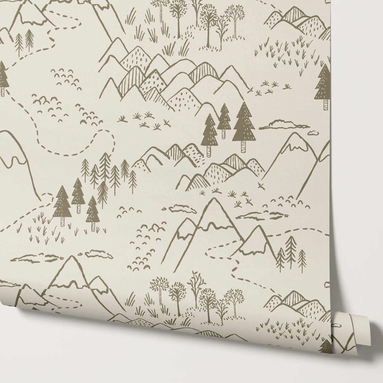 Blair Mountain Tops Olive Moss Wallpaper