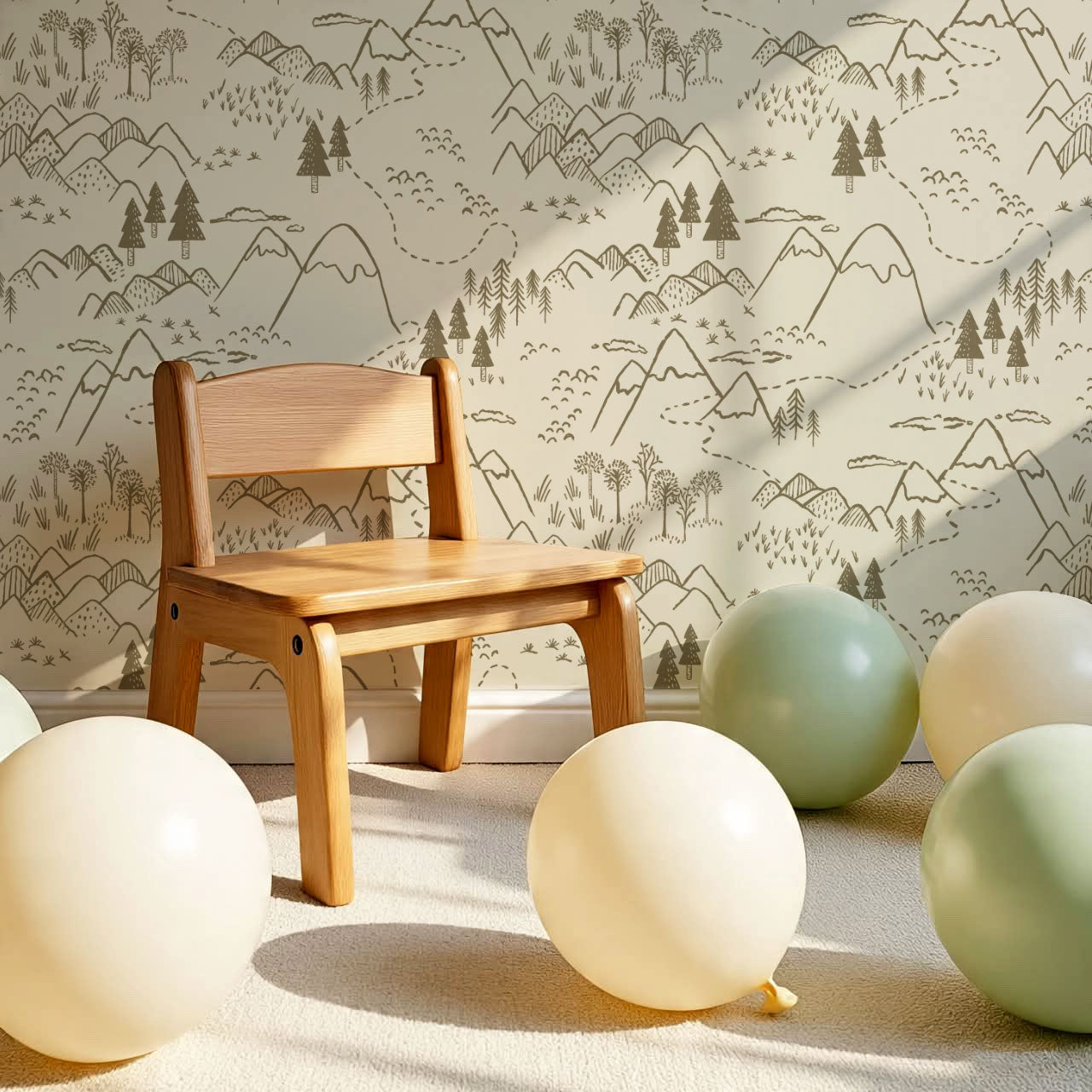 Blair Mountain Tops Olive Moss Wallpaper
