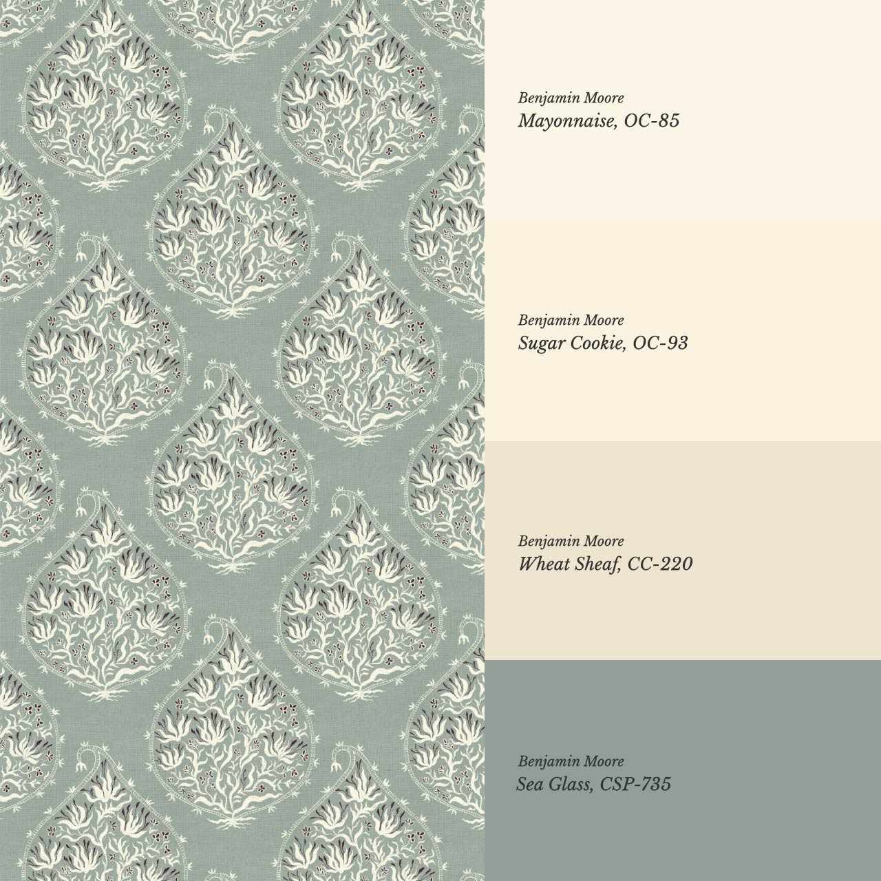 Narcisa Block Print Sea Glass Cream Wallpaper