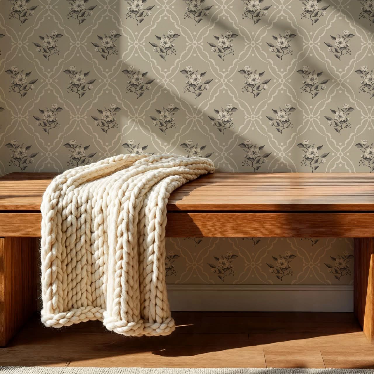 Nayeli Cottage Diamond Sand Wallpaper