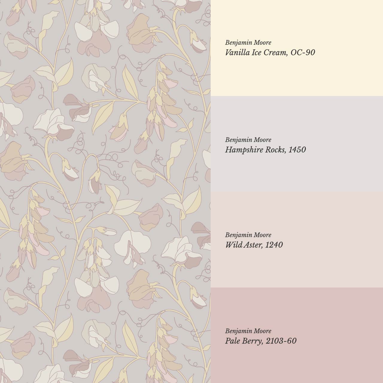 Nella Sweet Pea Dusty Mauve Wallpaper
