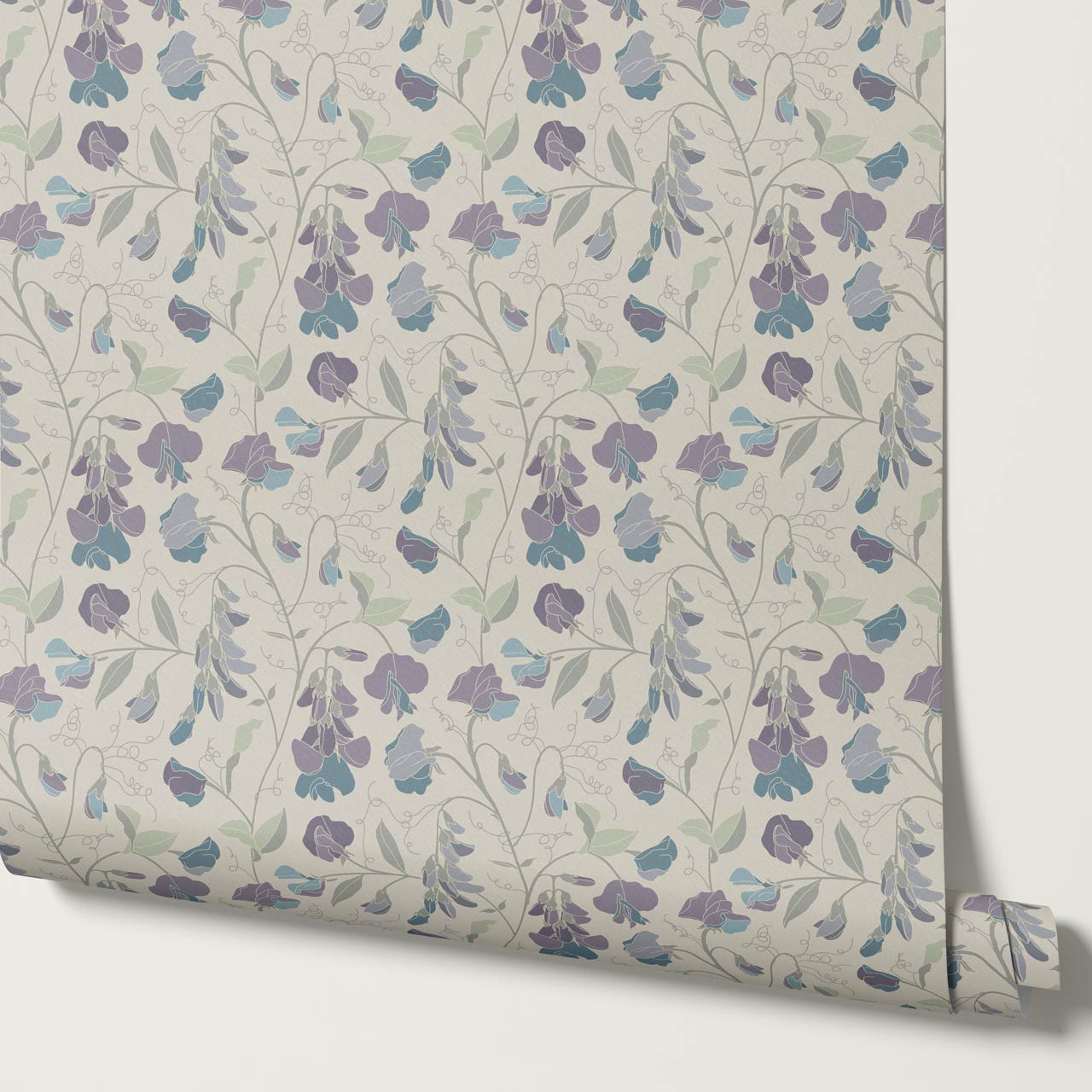 Nella Sweet Pea Olive Plum Wallpaper