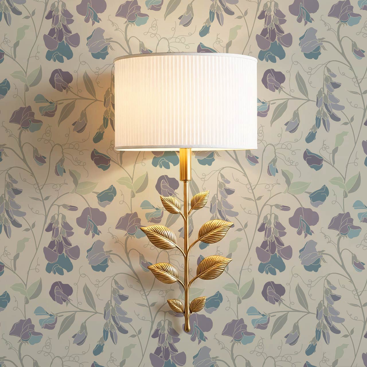 Nella Sweet Pea Olive Plum Wallpaper