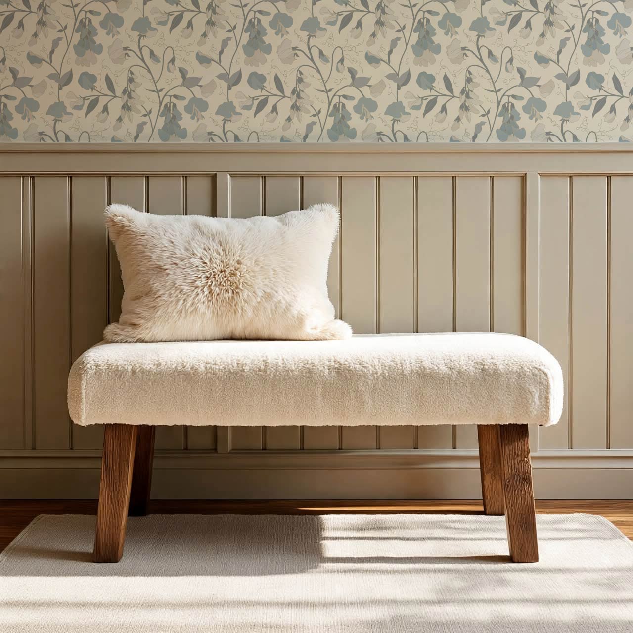 Nella Sweet Pea Cream Sky Wallpaper