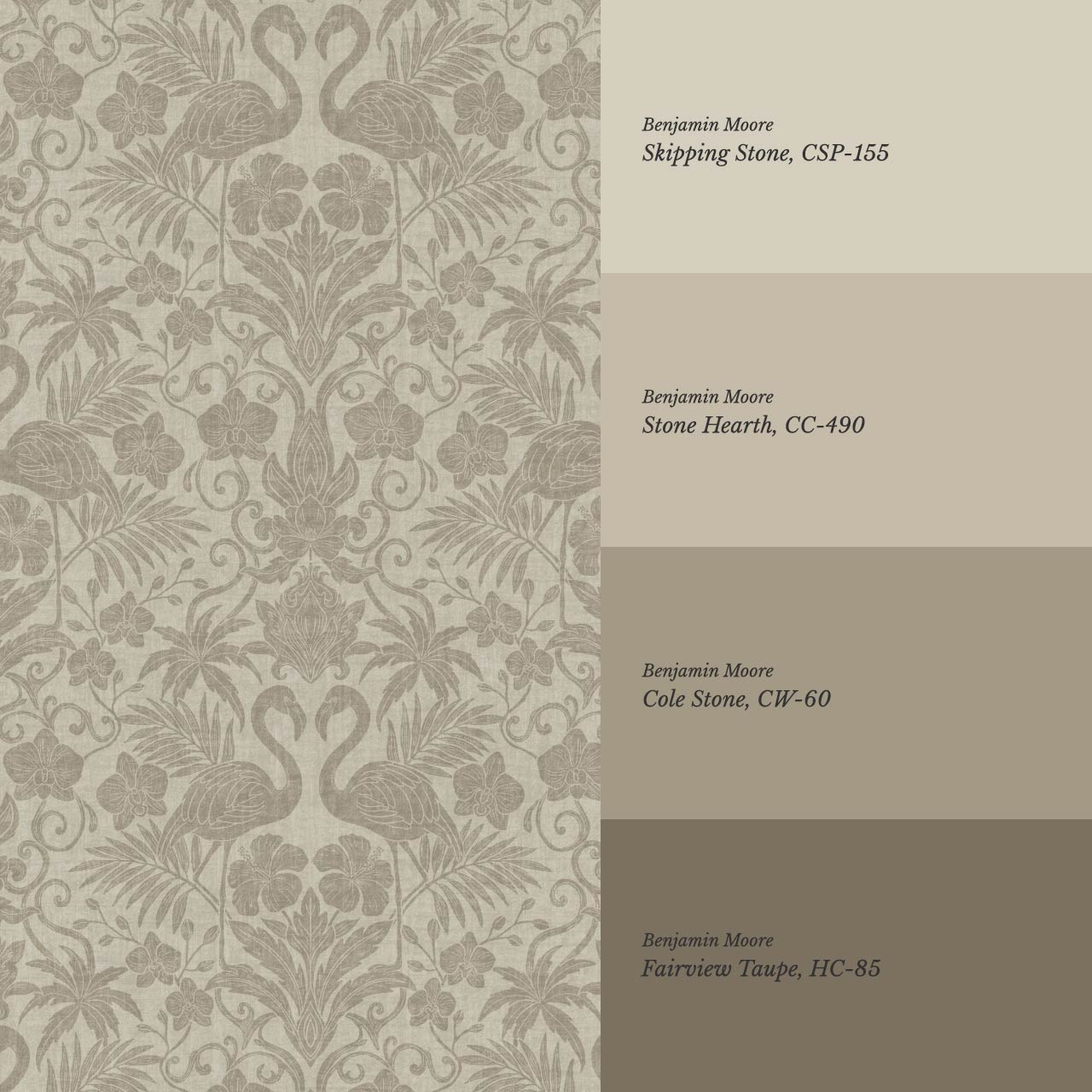 Nemy Flamingoes Stone Taupe Wallpaper