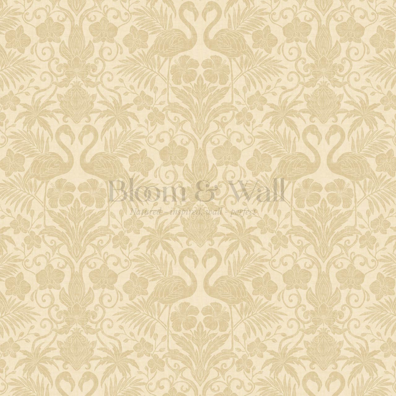 Nemy Flamingoes Honey Yellow Wallpaper