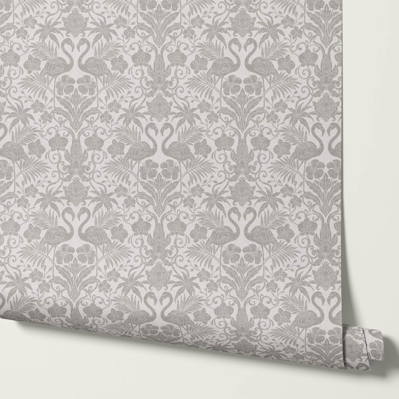 Nemy Flamingoes Dove Gray Wallpaper