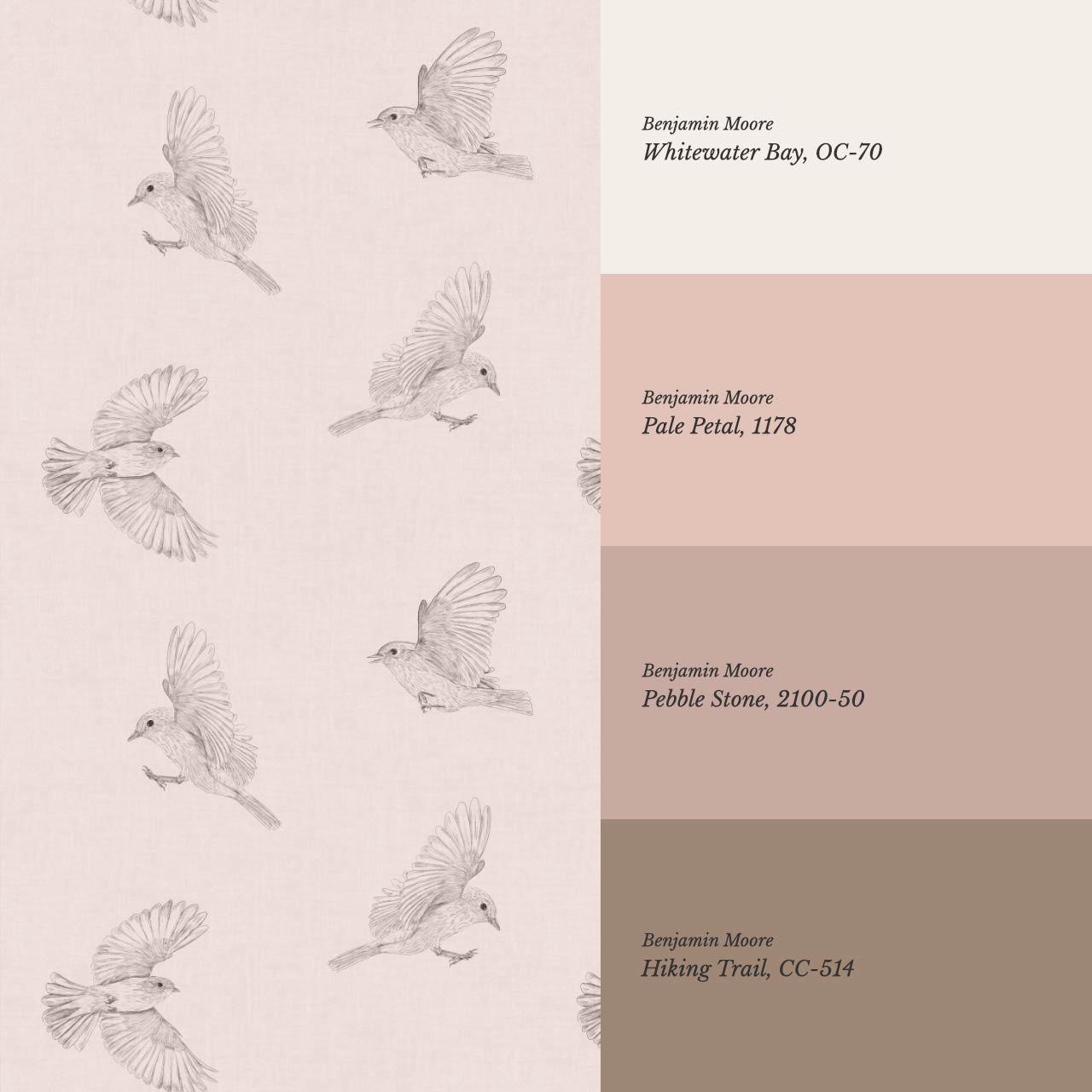 Nerissa Birds Blush Coral Wallpaper