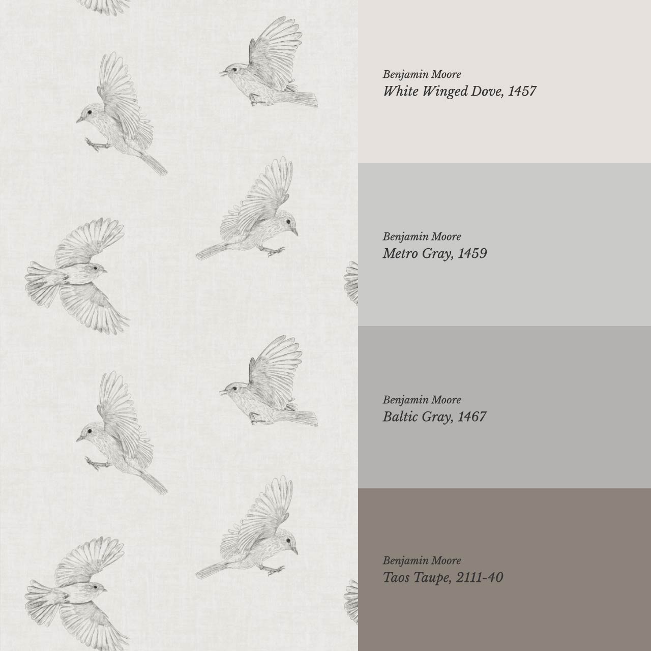 Nerissa Birds Soft Gray Wallpaper