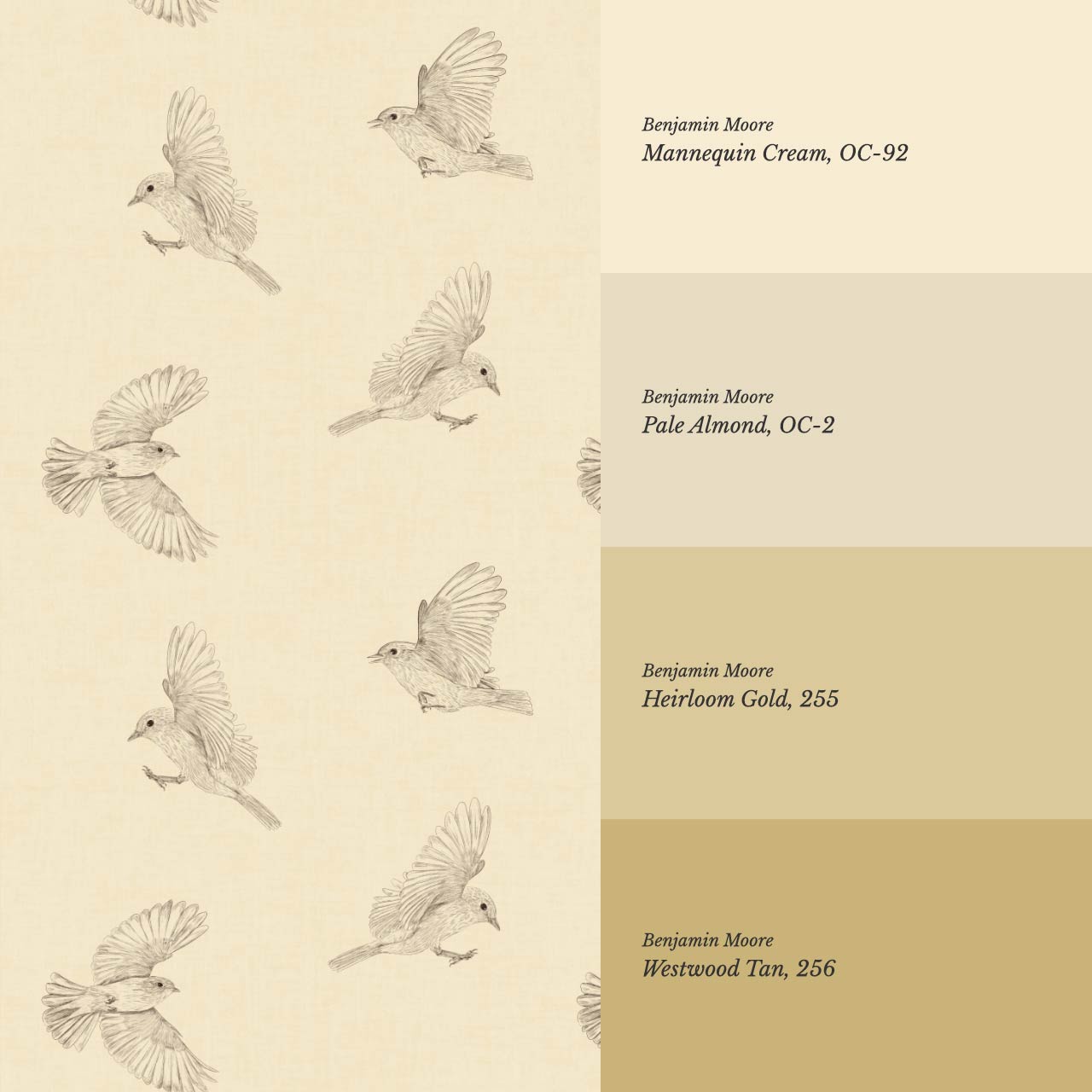 Nerissa Birds Pale Honey Wallpaper