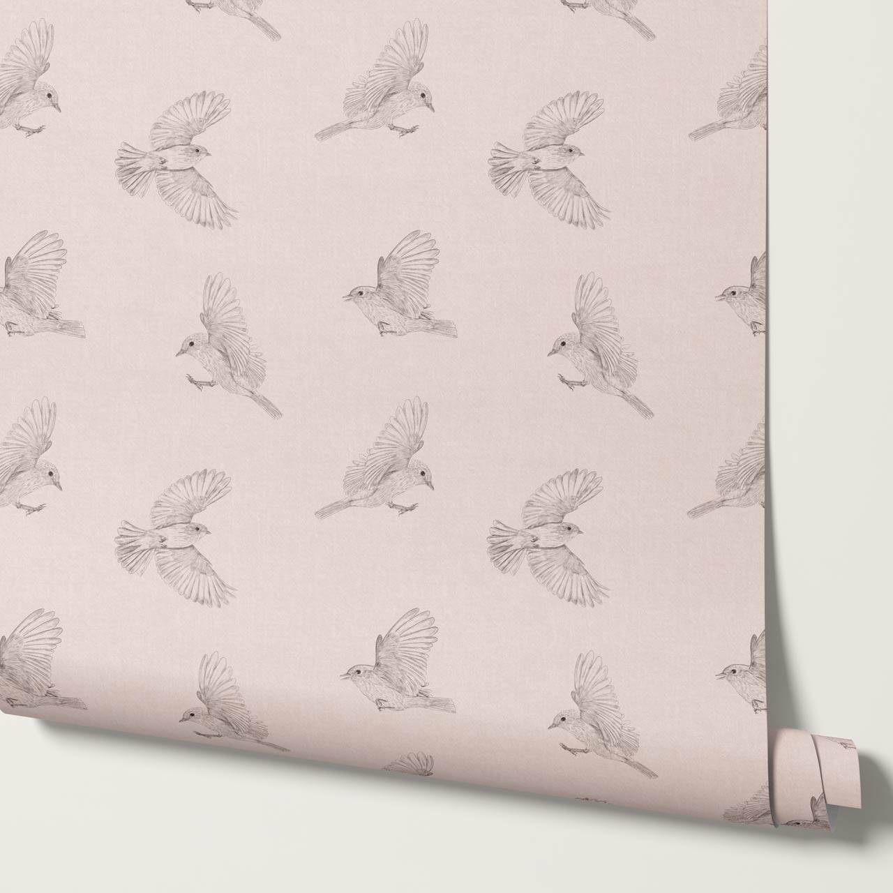 Nerissa Birds Blush Coral Wallpaper