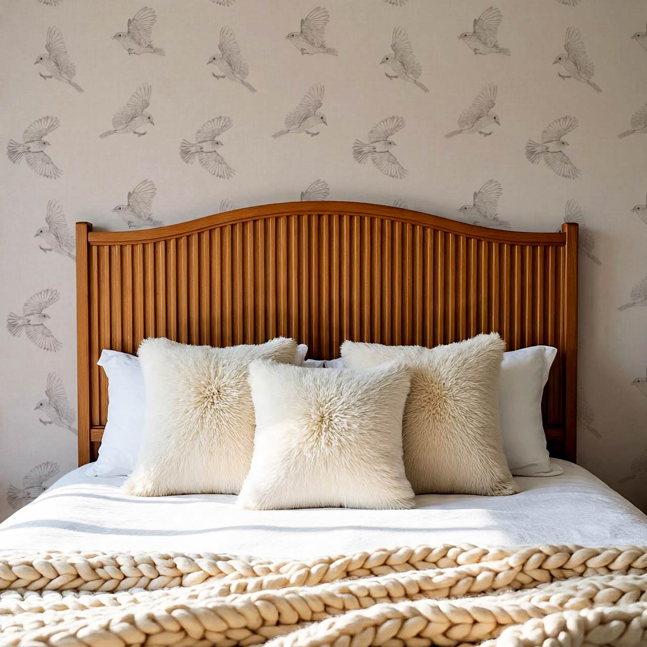 Nerissa Birds Blush Coral Wallpaper