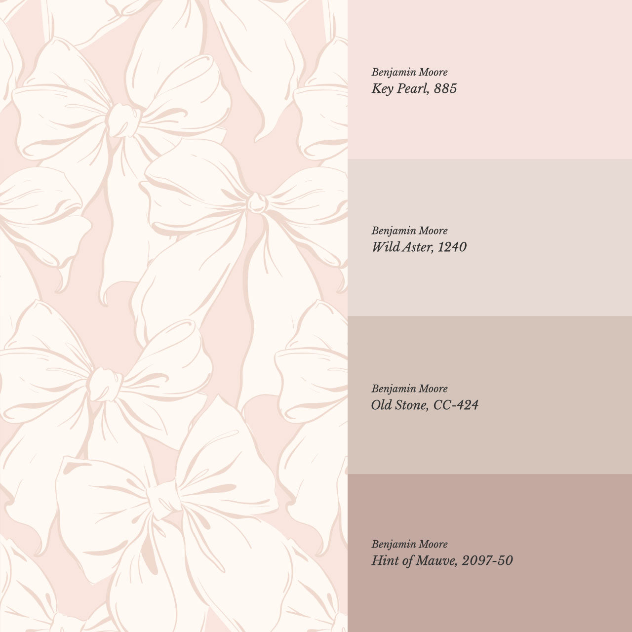 Nevaeh Large Bows Blush Cream Wallpaper