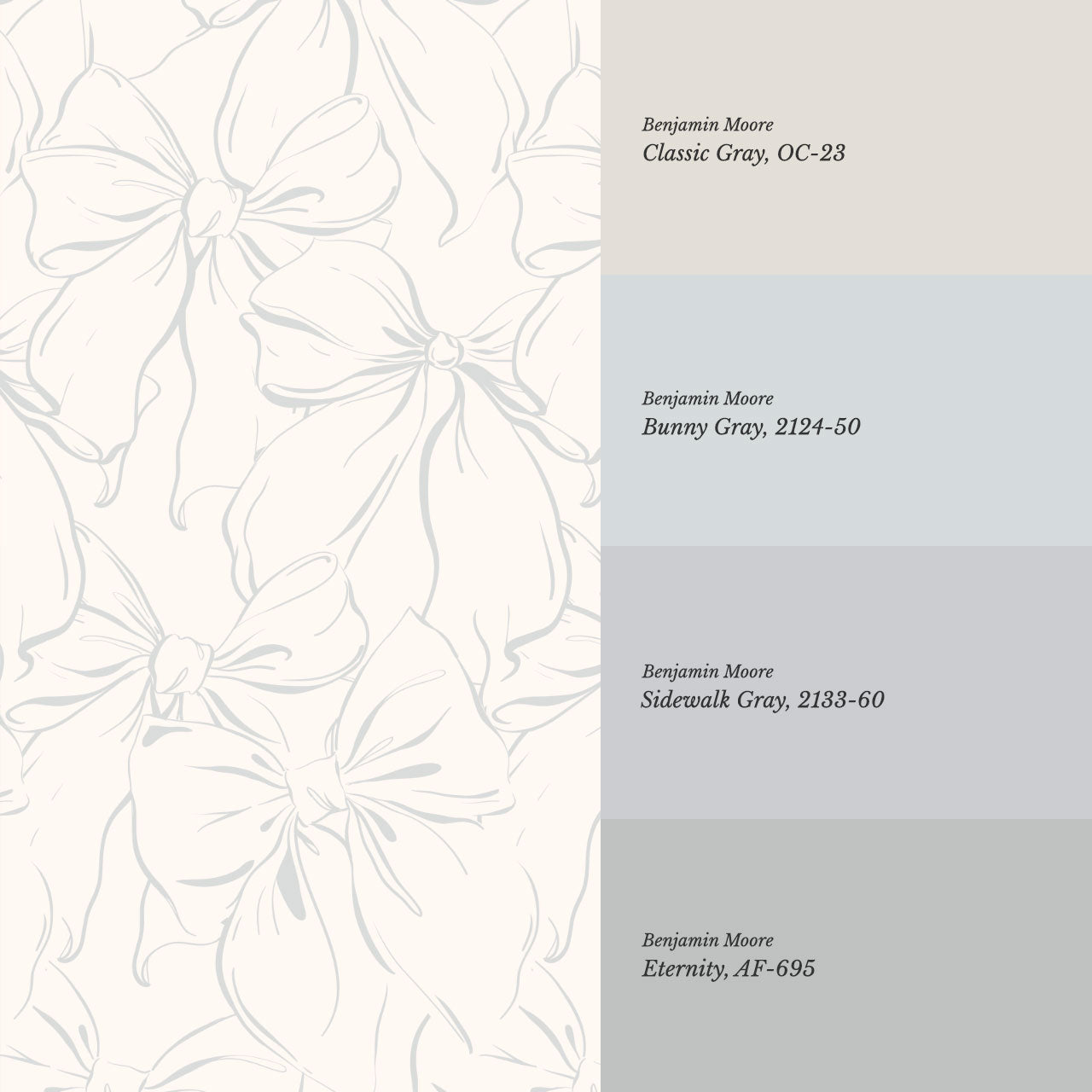 Nevaeh Large Bows Cream Dove Gray Wallpaper