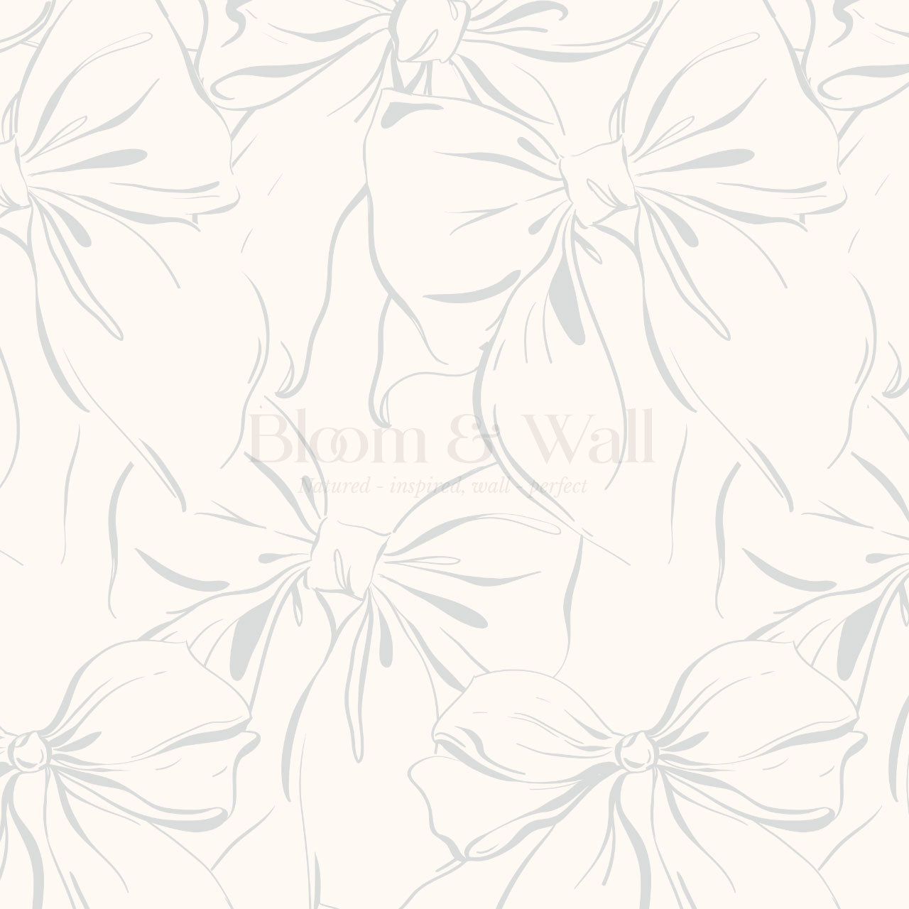 Nevaeh Large Bows Cream Dove Gray Wallpaper