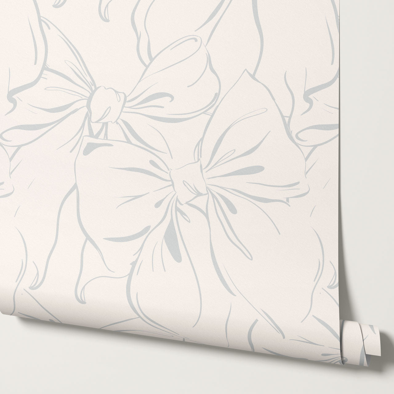 Nevaeh Large Bows Cream Dove Gray Wallpaper