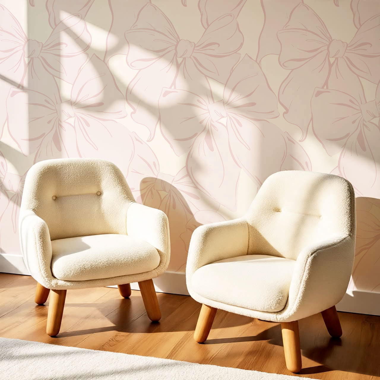 Nevaeh Large Bows Pink Wallpaper