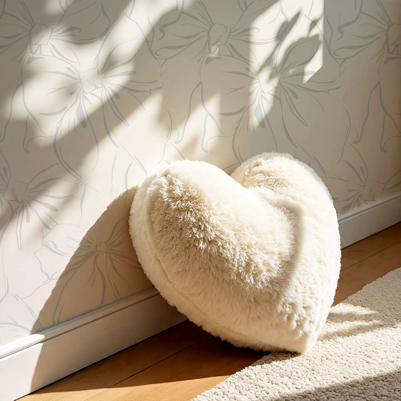 Nevaeh Large Bows Cream Dove Gray Wallpaper