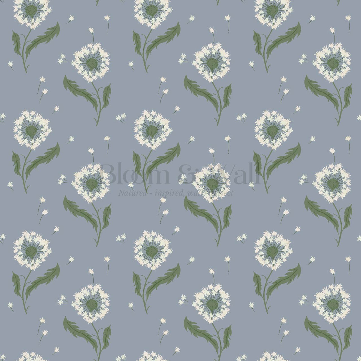 Nicolasa Dandelions Sky Sage Wallpaper