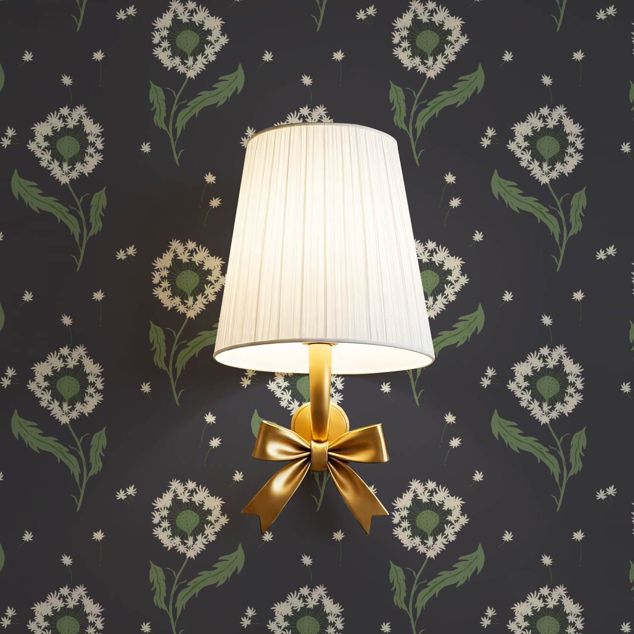 Nicolasa Dandelions Slate Green Wallpaper