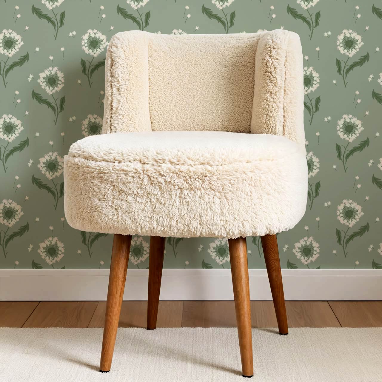 Nicolasa Dandelions Green Cream Wallpaper