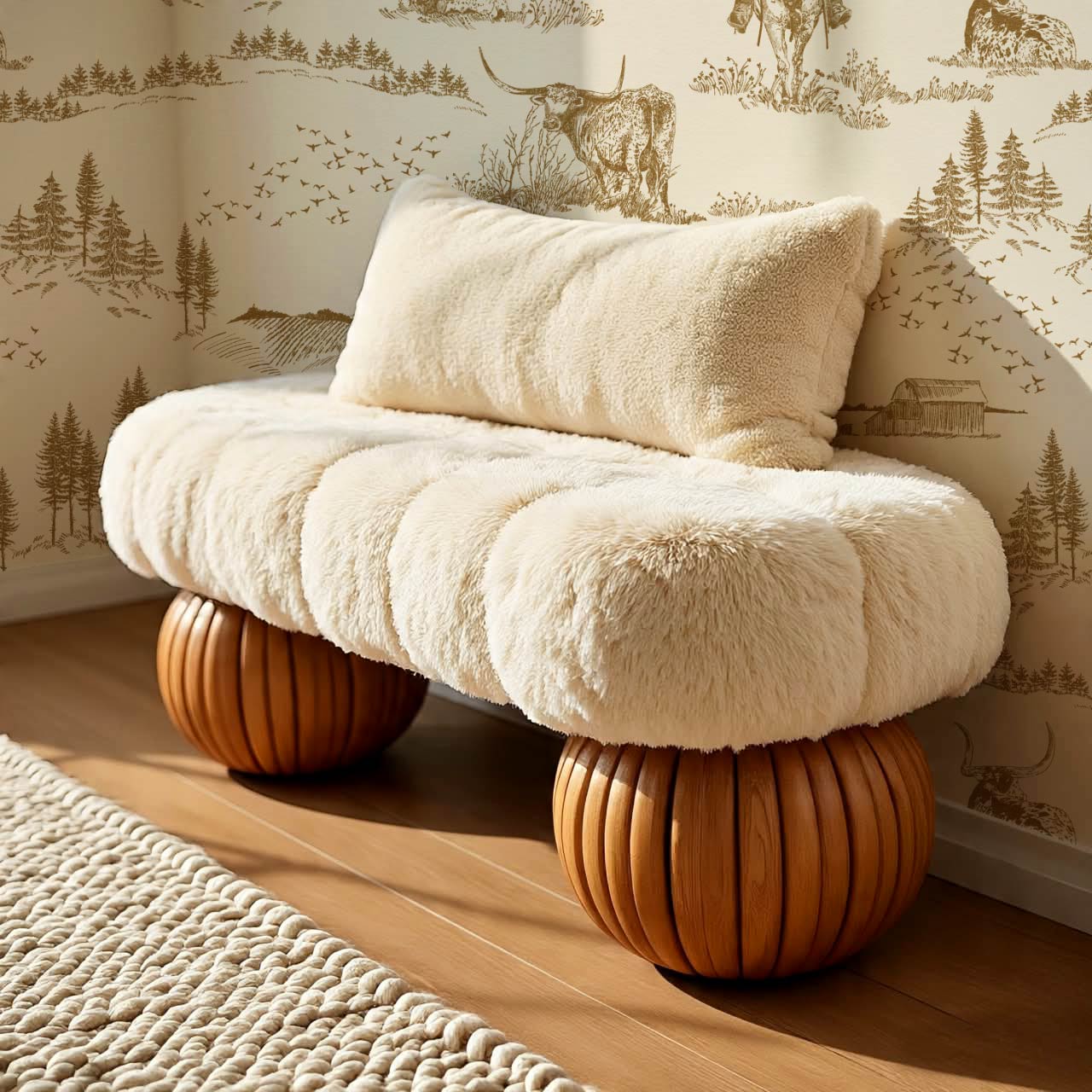 Noemi Western Longhorn Cowboy Olive Cream Wallpaper
