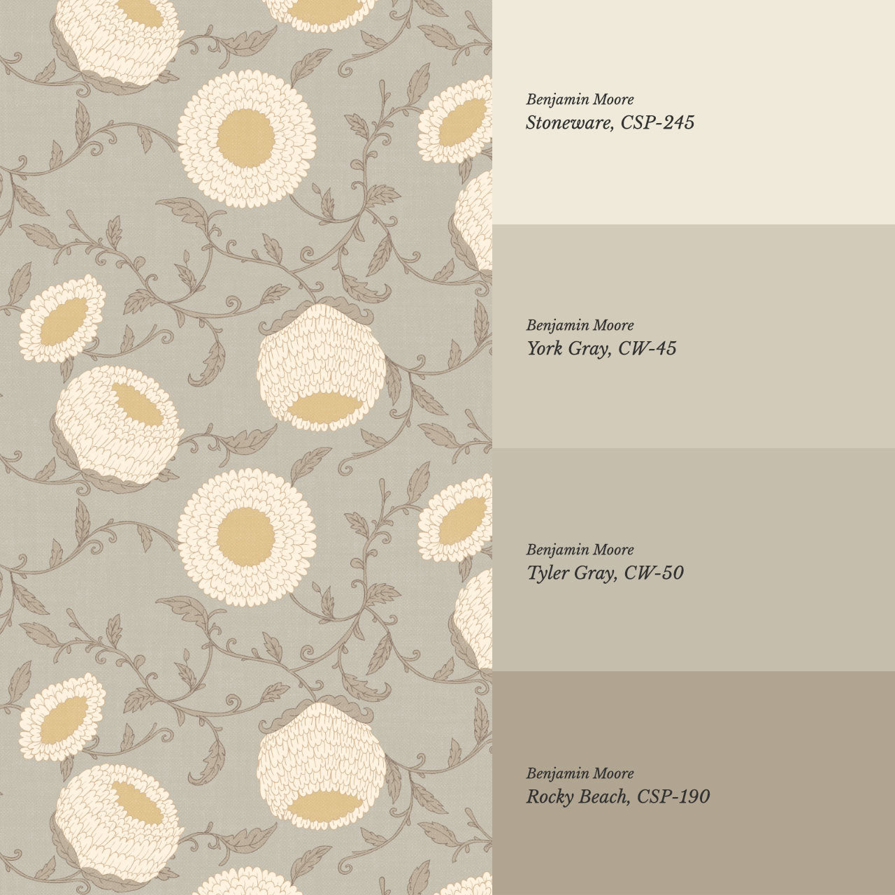 Nora Woodblock Peony Stone Wallpaper