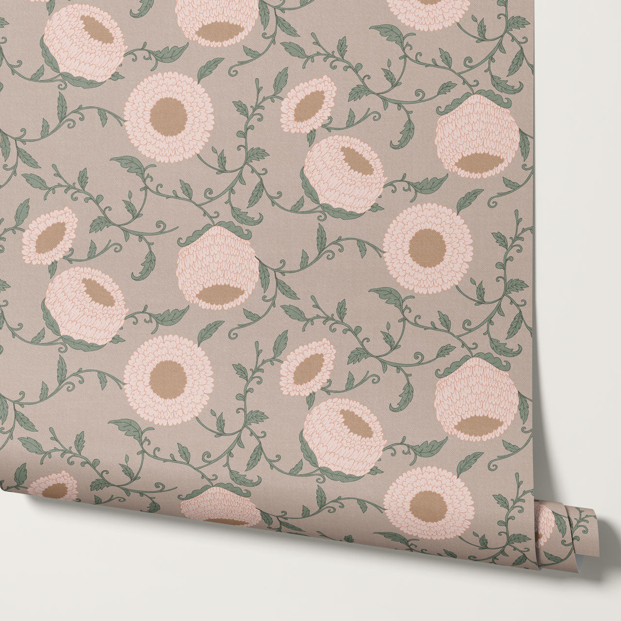 Nora Woodblock Peony Blush Wallpaper