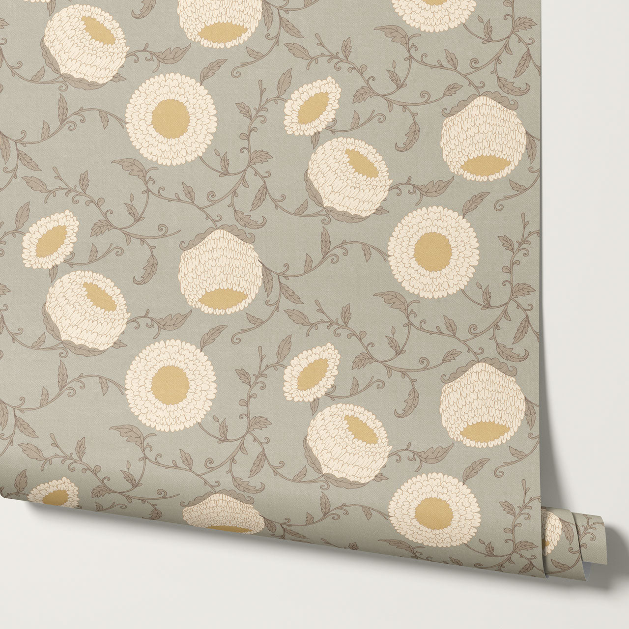Nora Woodblock Peony Stone Wallpaper