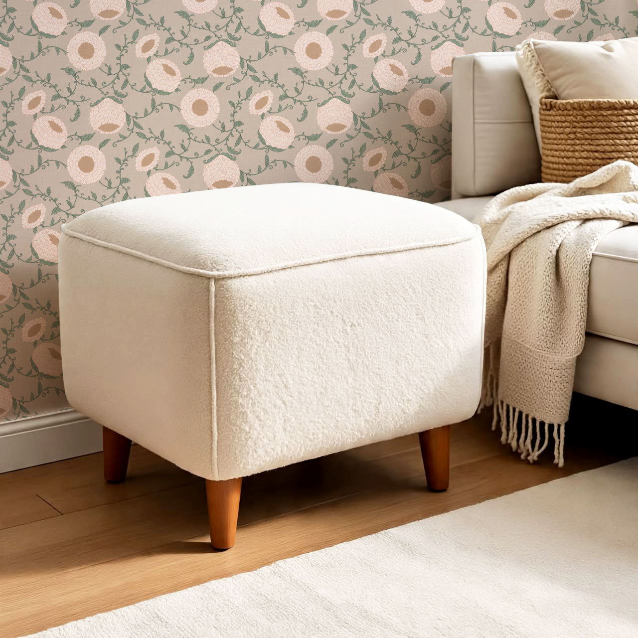 Nora Woodblock Peony Blush Wallpaper