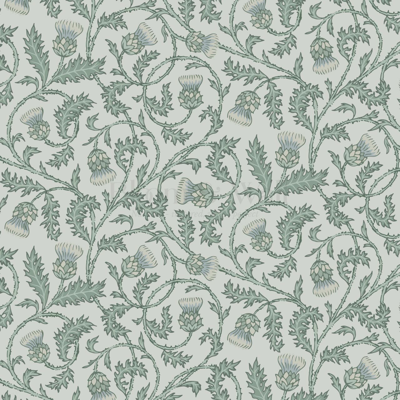 Nova Twisting Thistle Green Wallpaper