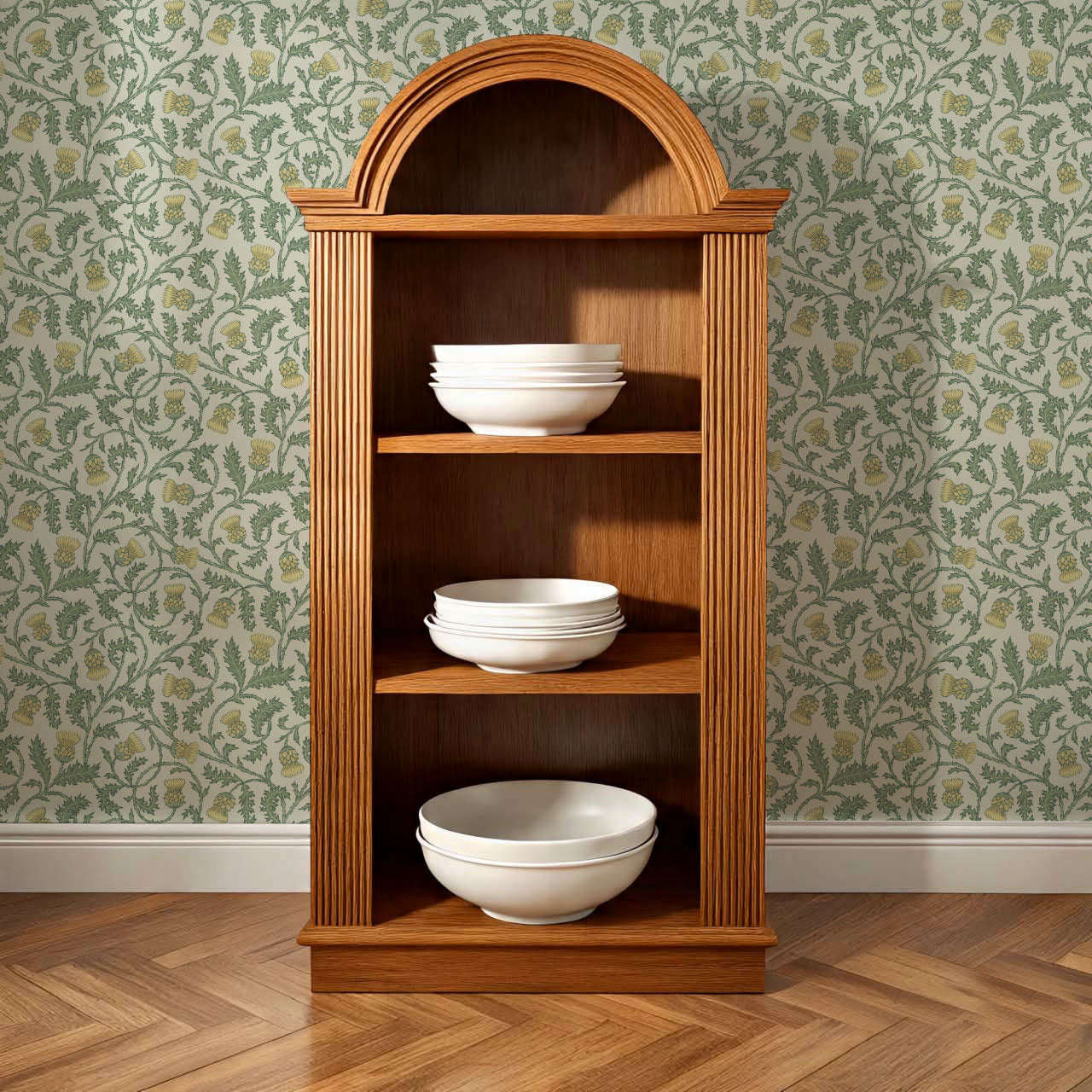 Nova Twisting Thistle Green Yellow Wallpaper