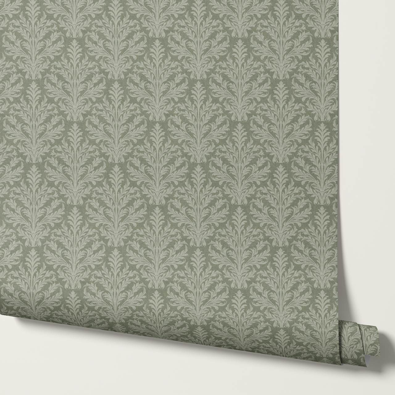 Novalie Diamond Damask Green Olive Wallpaper